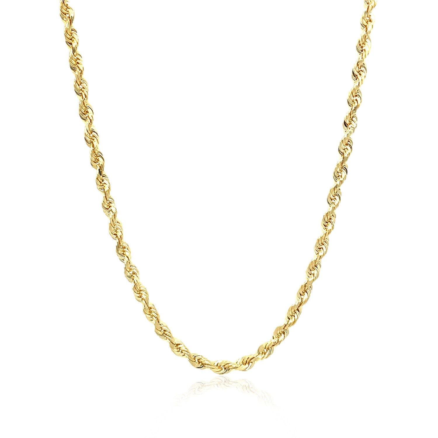 10k Yellow Gold Solid Diamond Cut Rope Chain (2.75 mm) in a sleek high-contrast midnight luxury editorial style